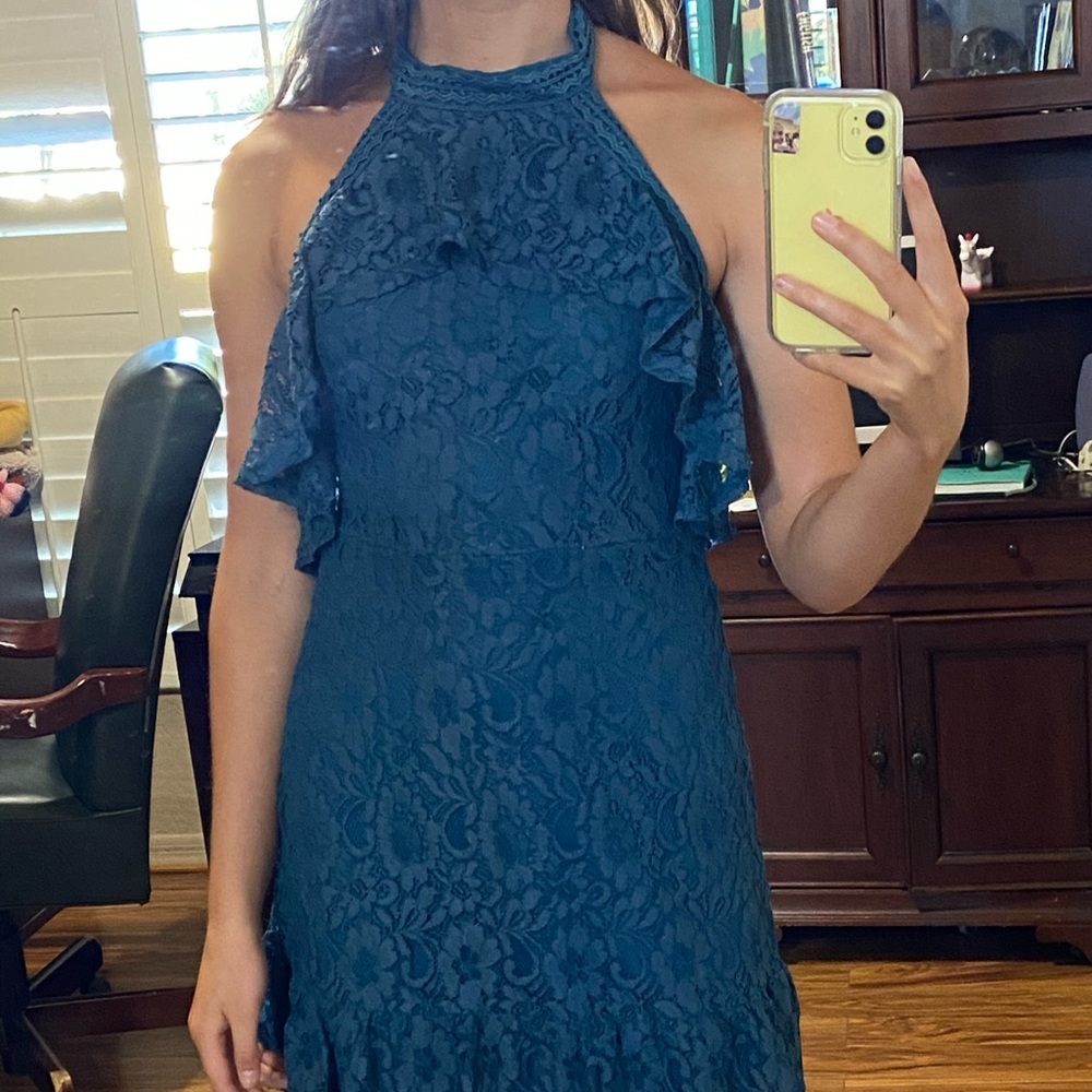 NWOT Francesca’s halter, ruffle dress